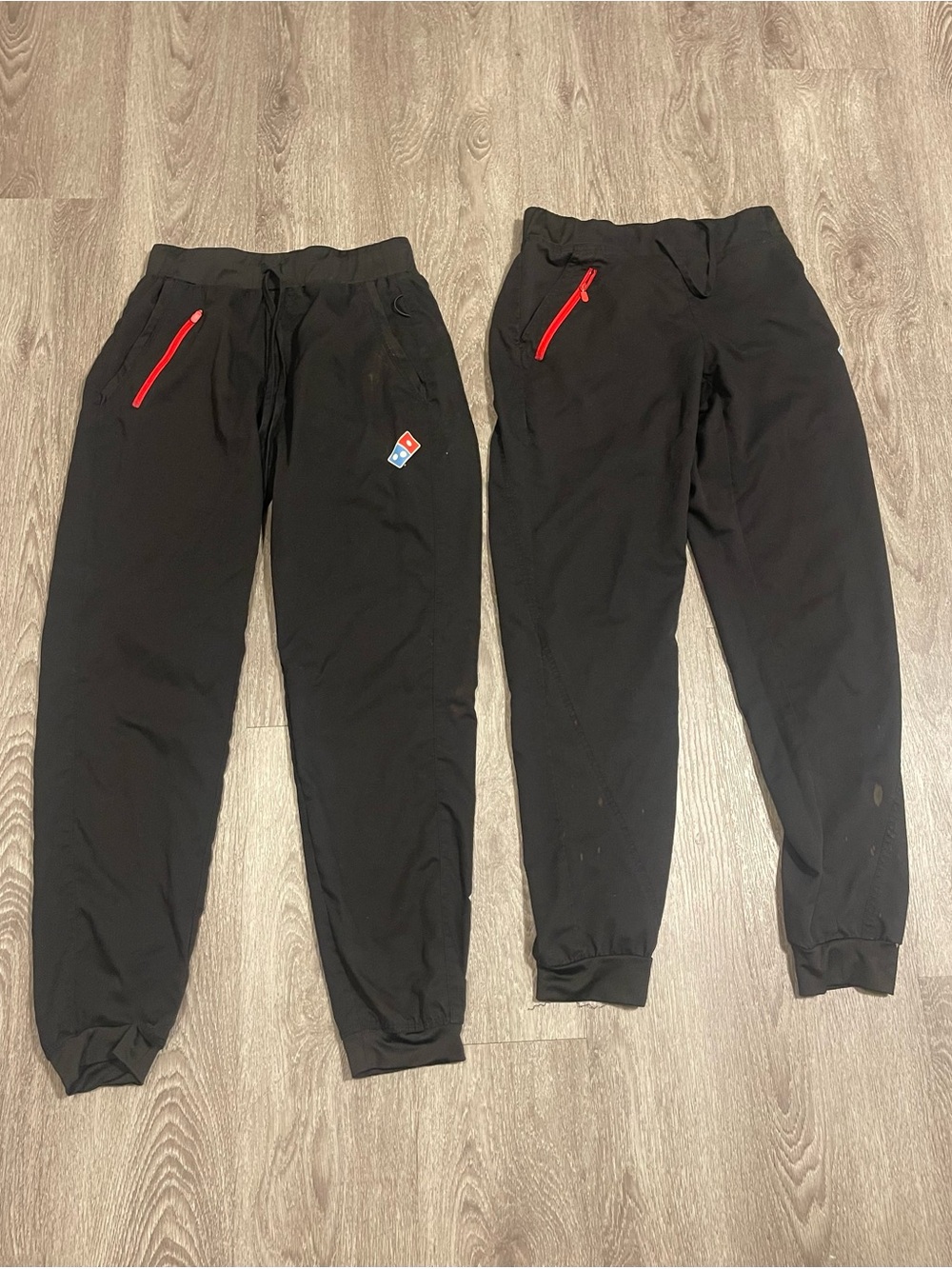 Lot of 2 Domino's Gear Pants Mens Large Black Jogger Elastic Waist Zip Pocket
